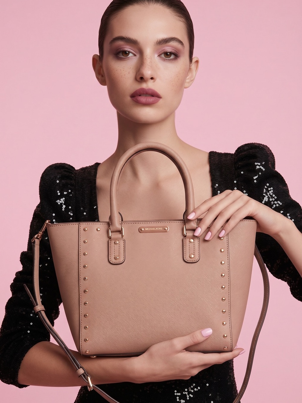 MICHAEL Michael Kors Beige Studded Tote